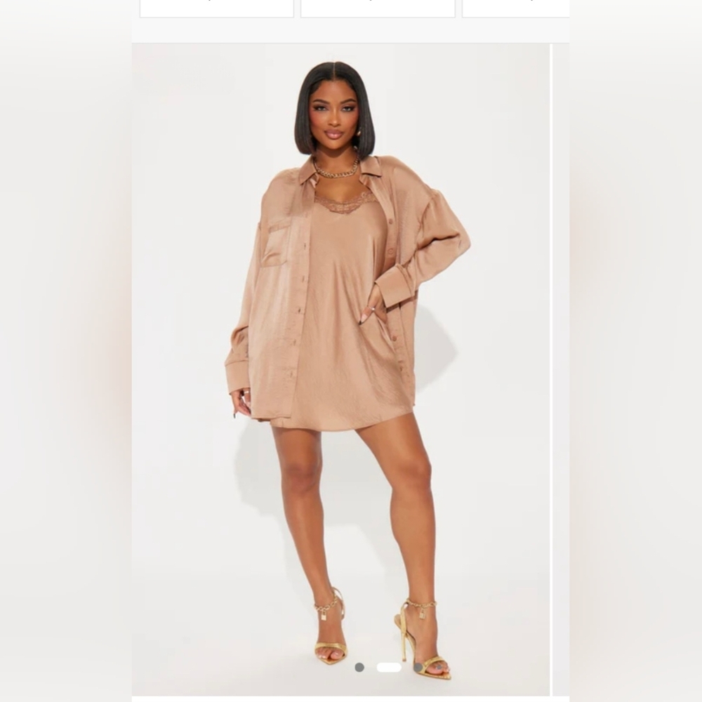 Fashion Nova Brown/Tan 2 Piece Dress